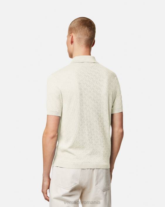 bej tricou polo cu mâneci scurte la greca Versace bărbați îmbrăcăminte 40L61329