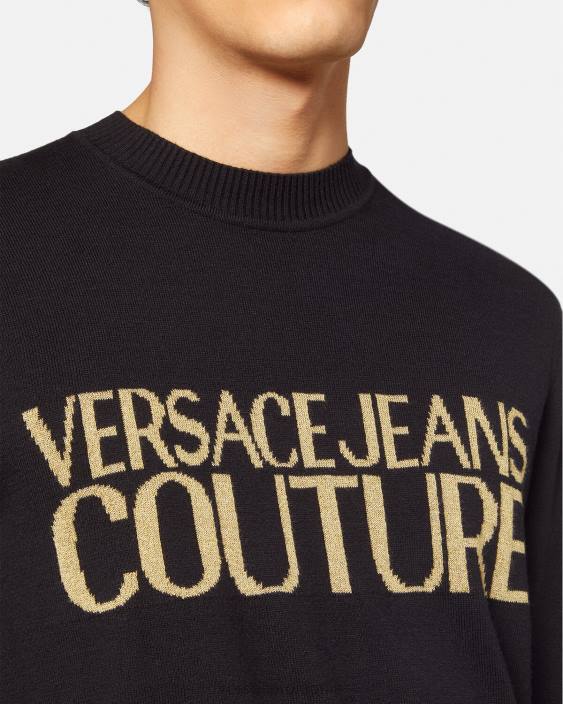 negru și imprimat pulover din tricot cu logo Versace bărbați îmbrăcăminte 40L62421