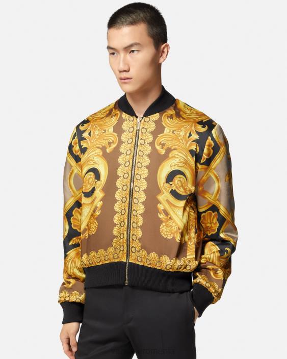 negru jachetă bomber reversibilă barocco 660 Versace bărbați îmbrăcăminte 40L61351