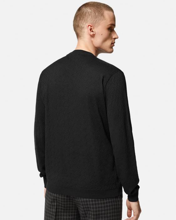 negru pulover din amestec de mătase la greca Versace bărbați îmbrăcăminte 40L61332