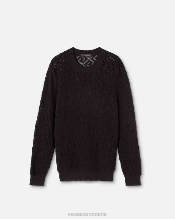 negru pulover din tricot la greca Versace bărbați îmbrăcăminte 40L61341