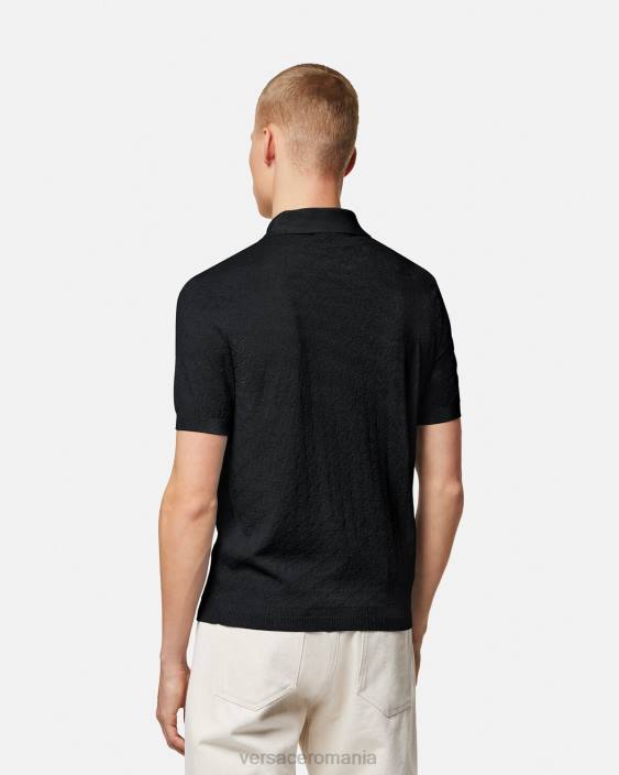 negru tricou polo cu mâneci scurte la greca Versace bărbați îmbrăcăminte 40L61328