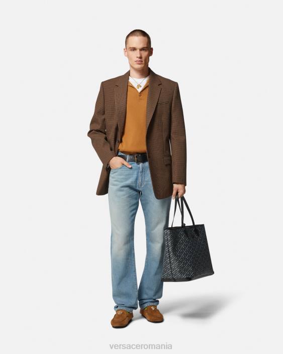 portocale pulover polo cu împânzire spirală Versace bărbați îmbrăcăminte 40L61347