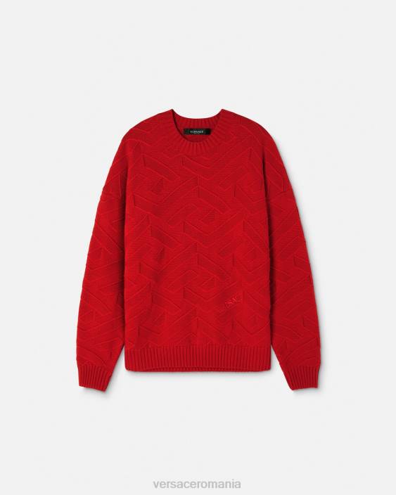 roșu pulover tricot la greca Versace bărbați îmbrăcăminte 40L61342