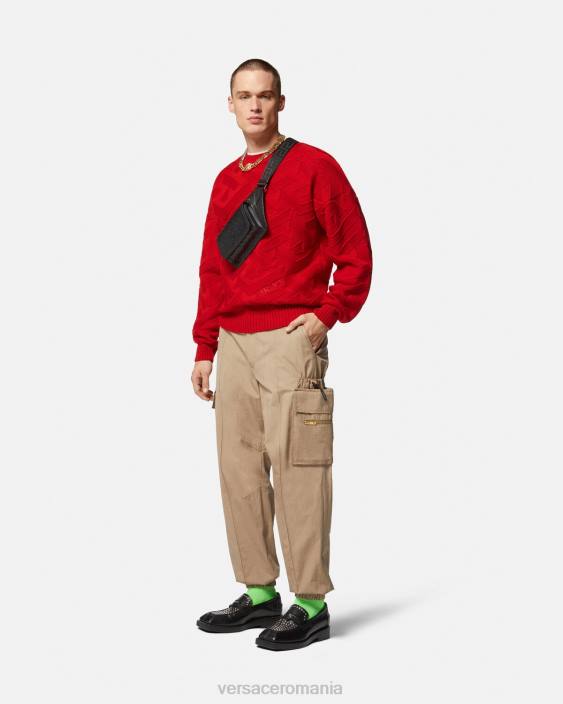 roșu pulover tricot la greca Versace bărbați îmbrăcăminte 40L61342