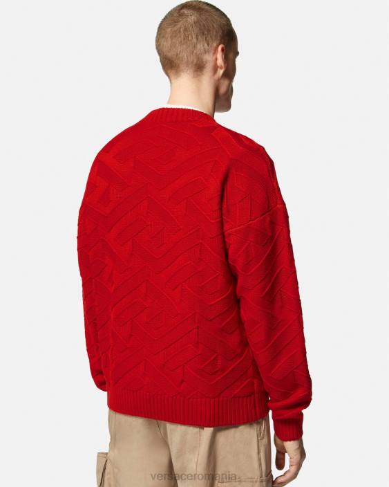 roșu pulover tricot la greca Versace bărbați îmbrăcăminte 40L61342