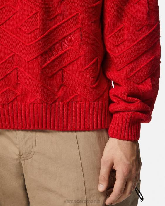 roșu pulover tricot la greca Versace bărbați îmbrăcăminte 40L61342
