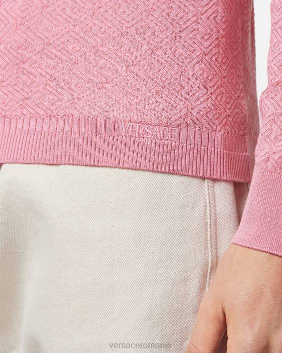 roz pulover din amestec de mătase la greca Versace bărbați îmbrăcăminte 40L61327