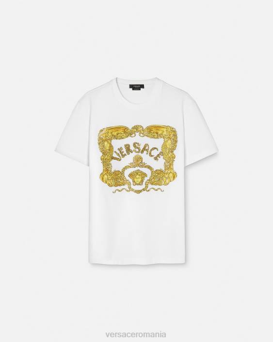 alb tricou baroc brodat cu scoici Versace bărbați îmbrăcăminte 40L61364
