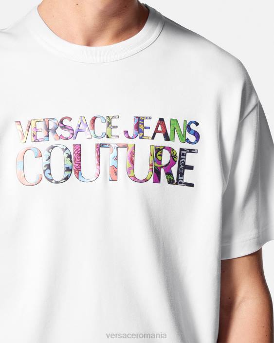 alb tricou cu logo Versace bărbați îmbrăcăminte 40L62370
