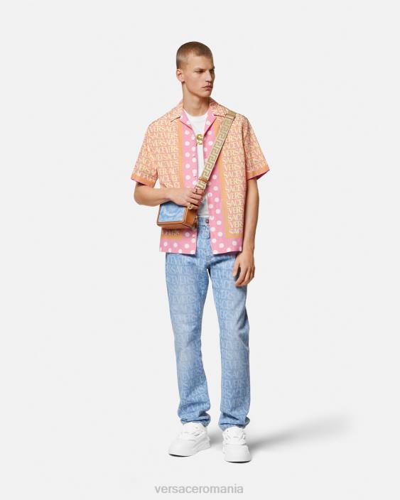 alb tricou cu logo baroc scoici Versace bărbați îmbrăcăminte 40L61360