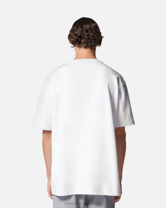 alb tricou cu logo cu numărul piesei Versace bărbați îmbrăcăminte 40L62392