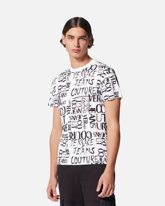 alb tricou cu logo doodle Versace bărbați îmbrăcăminte 40L62369