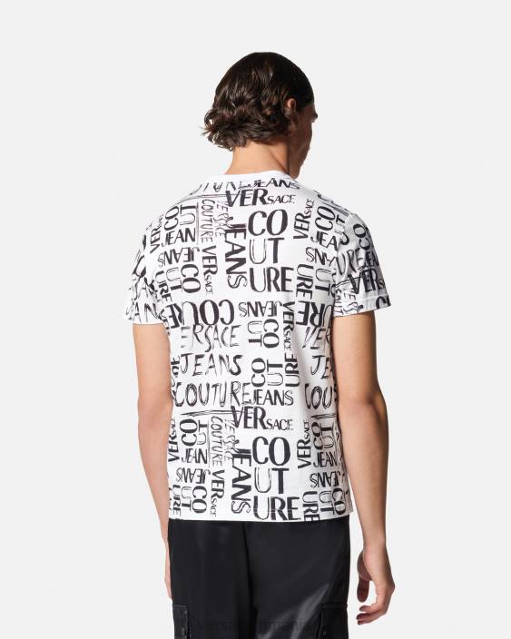 alb tricou cu logo doodle Versace bărbați îmbrăcăminte 40L62369