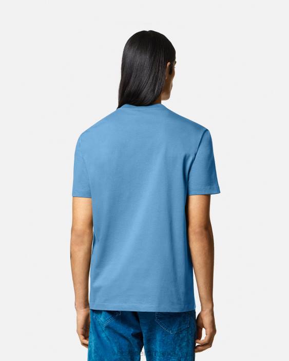 albastru deschis tricou cu logo silueta barocco Versace bărbați îmbrăcăminte 40L61367