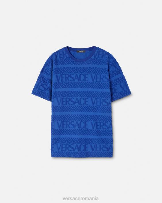albastru tricou din terry Versace bărbați îmbrăcăminte 40L61407