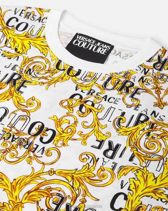 auriu și alb tricou cu logo couture Versace bărbați îmbrăcăminte 40L62386