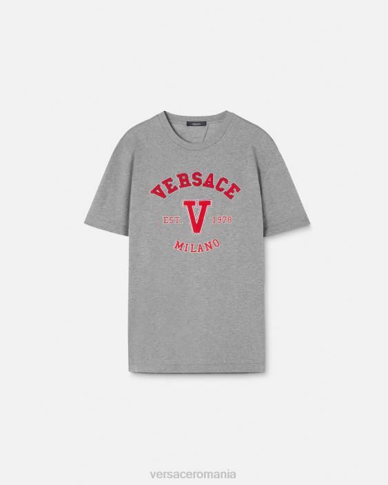 gri tricou cu logo al universității Versace bărbați îmbrăcăminte 40L61403