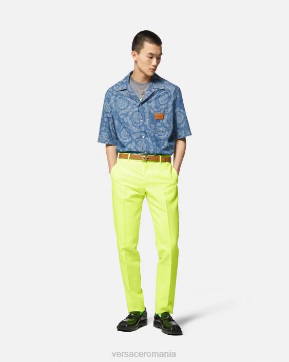 gri tricou cu logo brodat barocco Versace bărbați îmbrăcăminte 40L61410