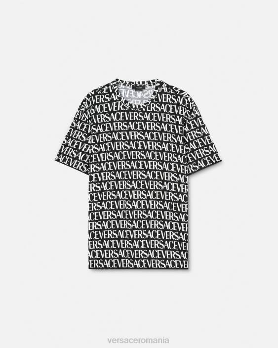 negru și imprimat tricou peste tot Versace bărbați îmbrăcăminte 40L61390