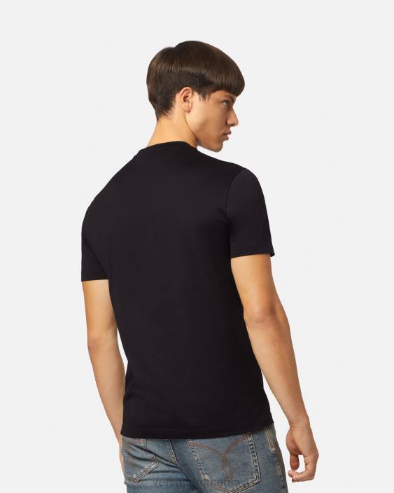 negru tricou cu logo medusa impodobit Versace bărbați îmbrăcăminte 40L61377