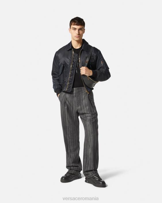 negru tricou cu silueta barocco Versace bărbați îmbrăcăminte 40L61378