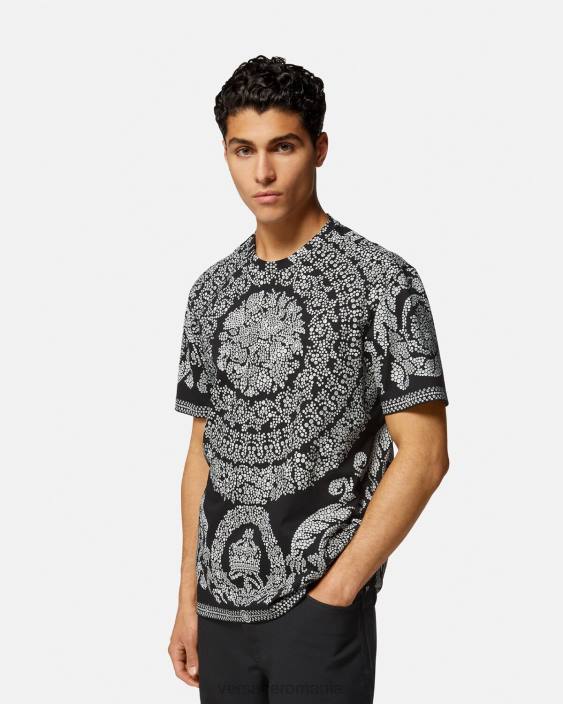 negru tricou cu silueta barocco Versace bărbați îmbrăcăminte 40L61392