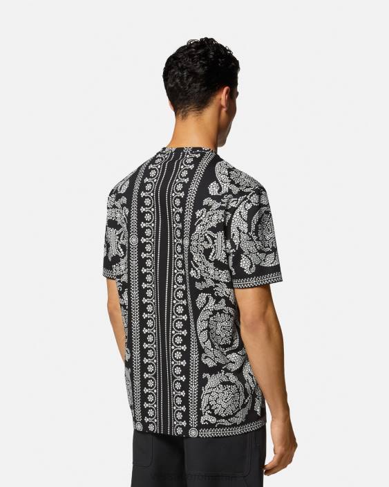 negru tricou cu silueta barocco Versace bărbați îmbrăcăminte 40L61392