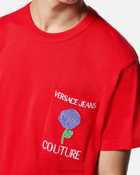 portocale tricou cu logo trandafiri Versace bărbați îmbrăcăminte 40L62373