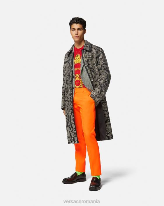 roșu tricou cu grilă de cristal baroc Versace bărbați îmbrăcăminte 40L61401