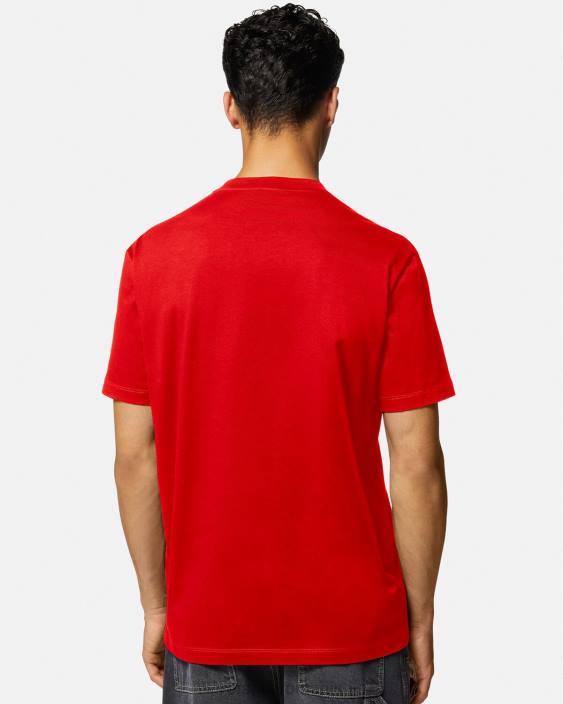 roșu tricou cu logo-ul varsity brodat Versace bărbați îmbrăcăminte 40L61405