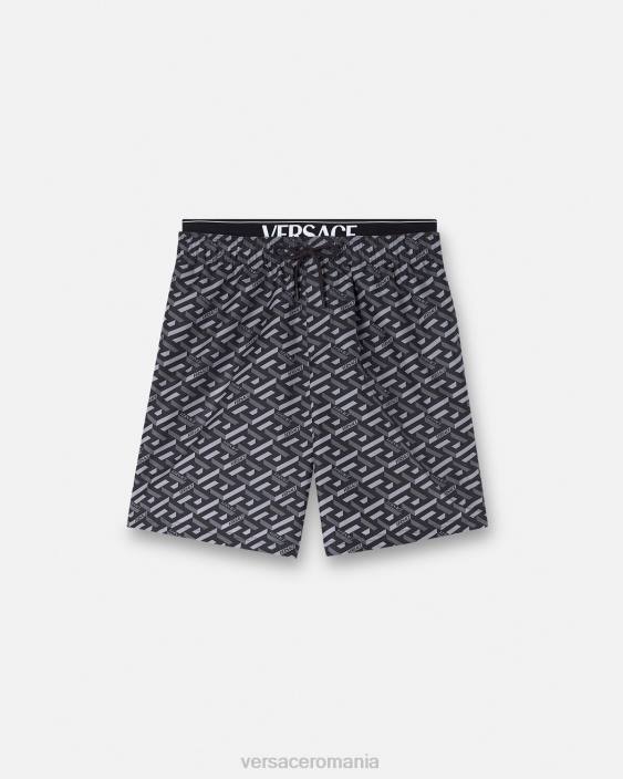 negru si gri la greca boardshorts Versace bărbați lenjerie intimă și îmbrăcăminte de plajă 40L61800