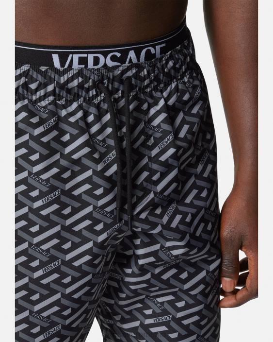negru si gri la greca boardshorts Versace bărbați lenjerie intimă și îmbrăcăminte de plajă 40L61800