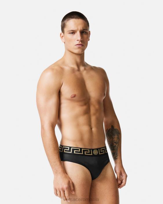 negru slip de baie greca border Versace bărbați lenjerie intimă și îmbrăcăminte de plajă 40L61815