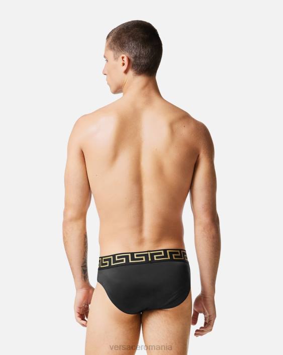 negru slip de baie greca border Versace bărbați lenjerie intimă și îmbrăcăminte de plajă 40L61815