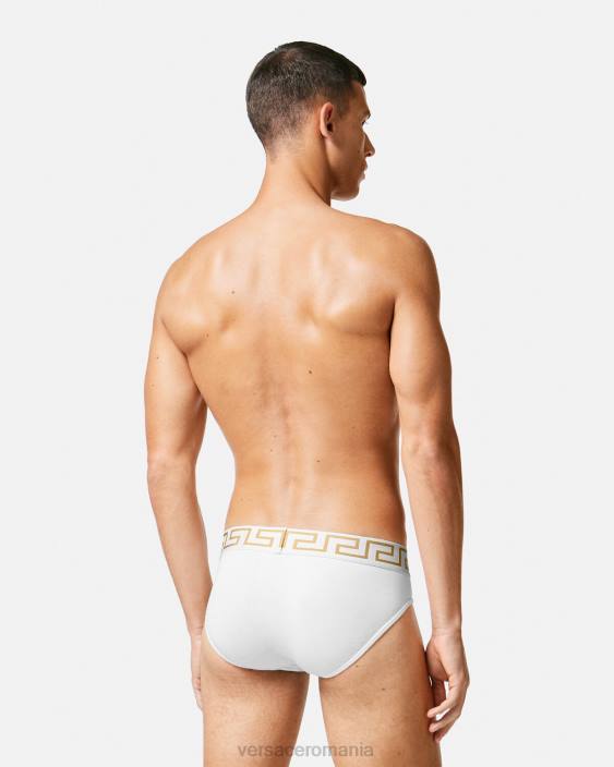 alb & negru & gri slip de bordura greca 3-pack Versace bărbați lenjerie intimă și îmbrăcăminte de plajă 40L61779