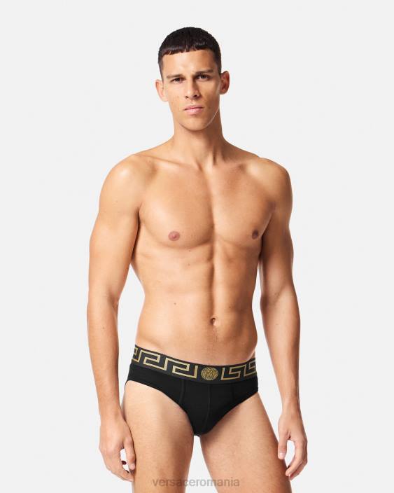 alb & negru & gri slip de bordura greca 3-pack Versace bărbați lenjerie intimă și îmbrăcăminte de plajă 40L61779