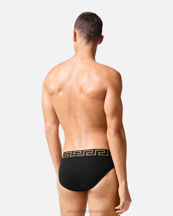 alb & negru & gri slip de bordura greca 3-pack Versace bărbați lenjerie intimă și îmbrăcăminte de plajă 40L61779