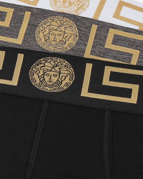 alb & negru & gri slip de bordura greca 3-pack Versace bărbați lenjerie intimă și îmbrăcăminte de plajă 40L61779