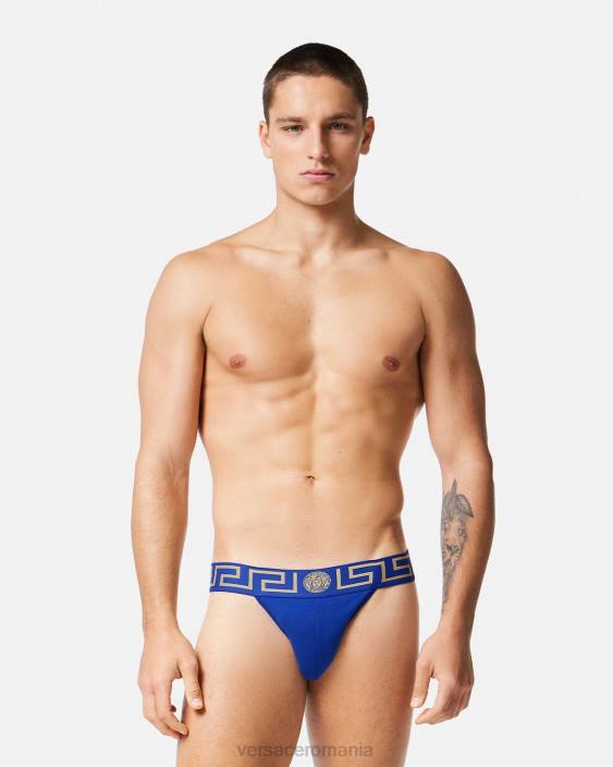 albastru jockstrap frontiera greca Versace bărbați lenjerie intimă și îmbrăcăminte de plajă 40L61777