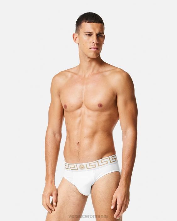 aur alb slip de bordura greca 3-pack Versace bărbați lenjerie intimă și îmbrăcăminte de plajă 40L61780