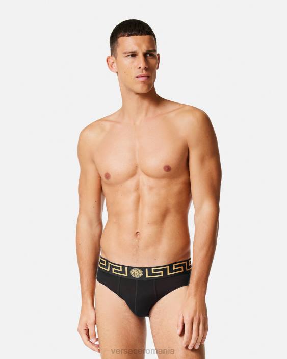 gri si negru slip de bordura greca 2-pack Versace bărbați lenjerie intimă și îmbrăcăminte de plajă 40L61783