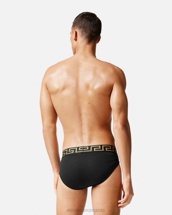 gri si negru slip de bordura greca 2-pack Versace bărbați lenjerie intimă și îmbrăcăminte de plajă 40L61783