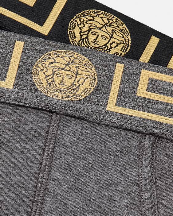 gri si negru slip de bordura greca 2-pack Versace bărbați lenjerie intimă și îmbrăcăminte de plajă 40L61783