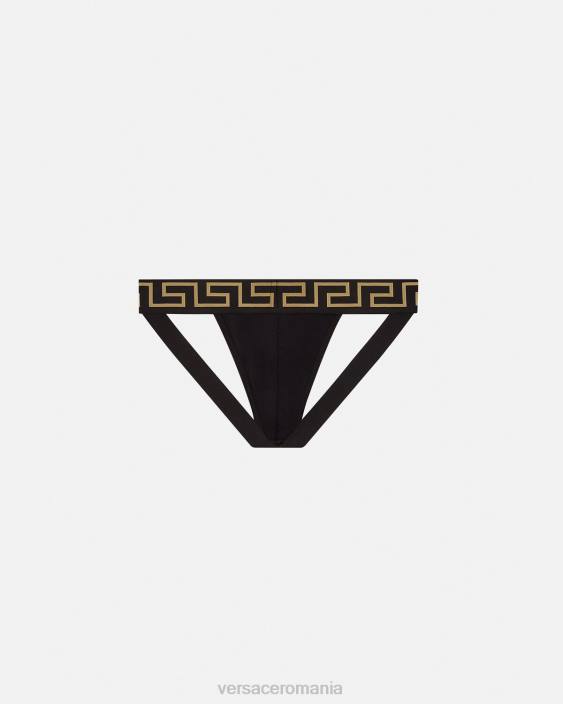 negru jockstrap frontiera greca Versace bărbați lenjerie intimă și îmbrăcăminte de plajă 40L61774