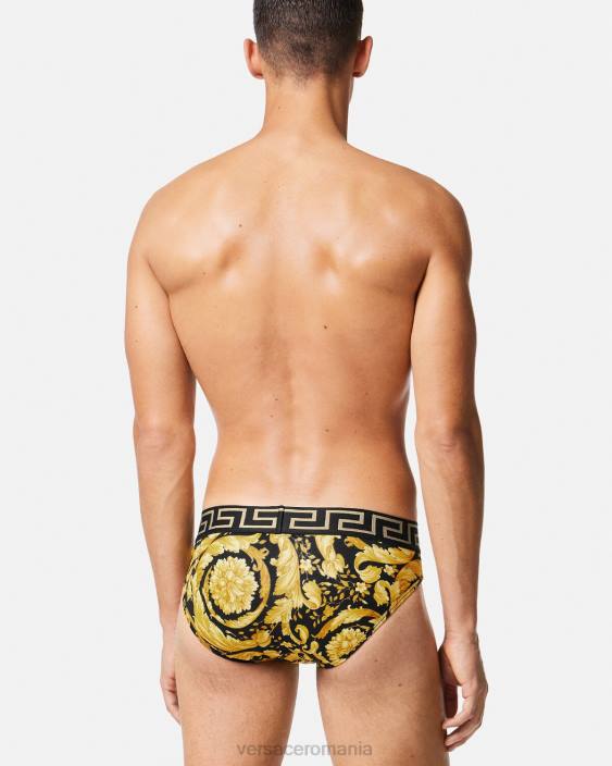 negru slip barocco Versace bărbați lenjerie intimă și îmbrăcăminte de plajă 40L61769