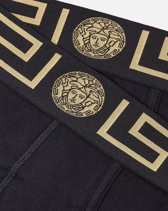 negru slip de bordura greca 2-pack Versace bărbați lenjerie intimă și îmbrăcăminte de plajă 40L61782