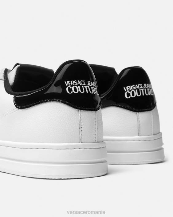 alb negru adidasi Court 88 cu emblema V Versace bărbați pantof 40L62444