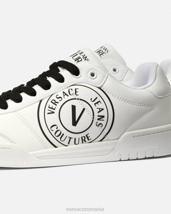 alb negru adidasi brooklyn v-emblem Versace bărbați pantof 40L62442