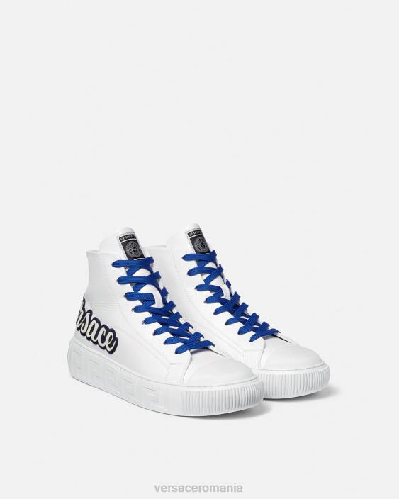 albastru alb varsity greca high-top trainers Versace bărbați pantof 40L61556